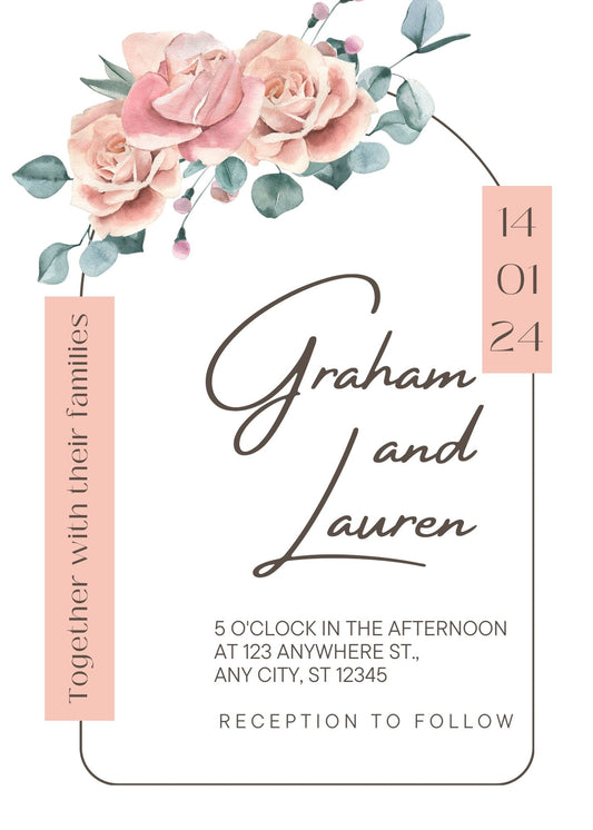 Wedding Arch Blush Pink Floral Wedding Invitations - Customizable