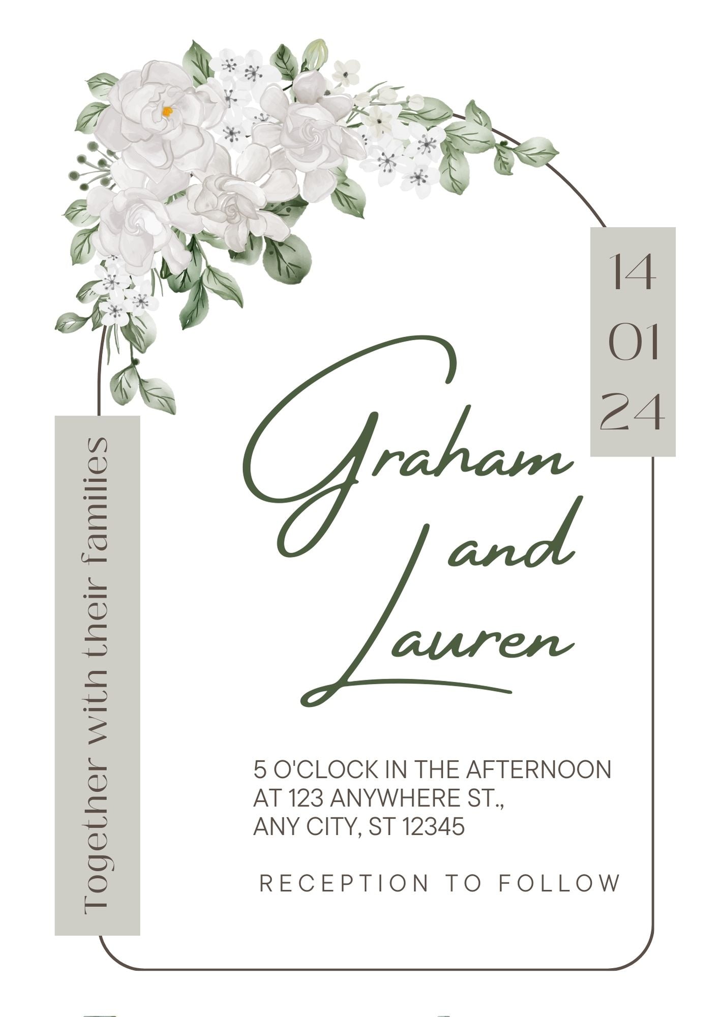 Wedding Arch White Floral Wedding Invitations - Customizable