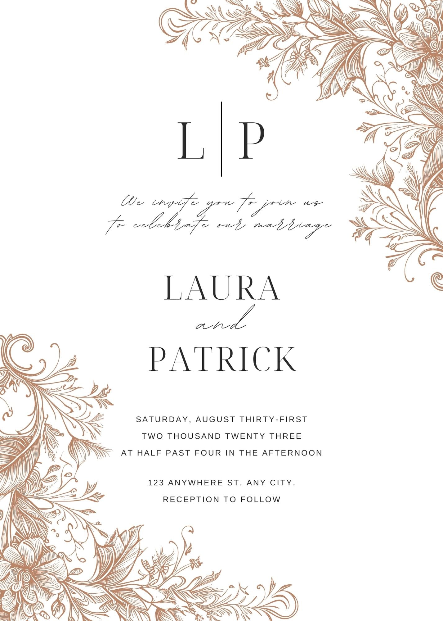 Elegant Golden Borders Wedding Invitations