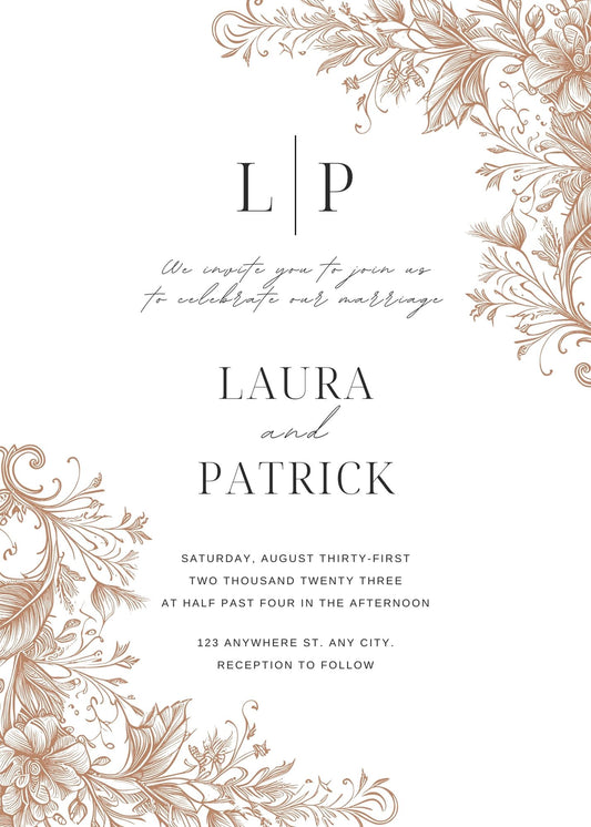 Elegant Golden Borders Wedding Invitations