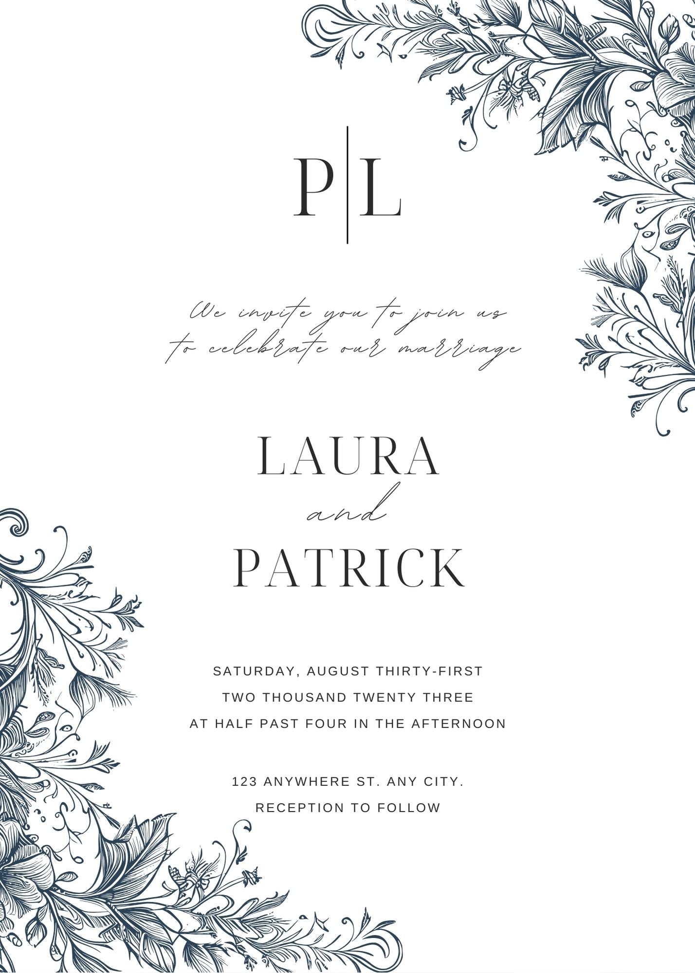 Elegant Blue Wedding Invitations