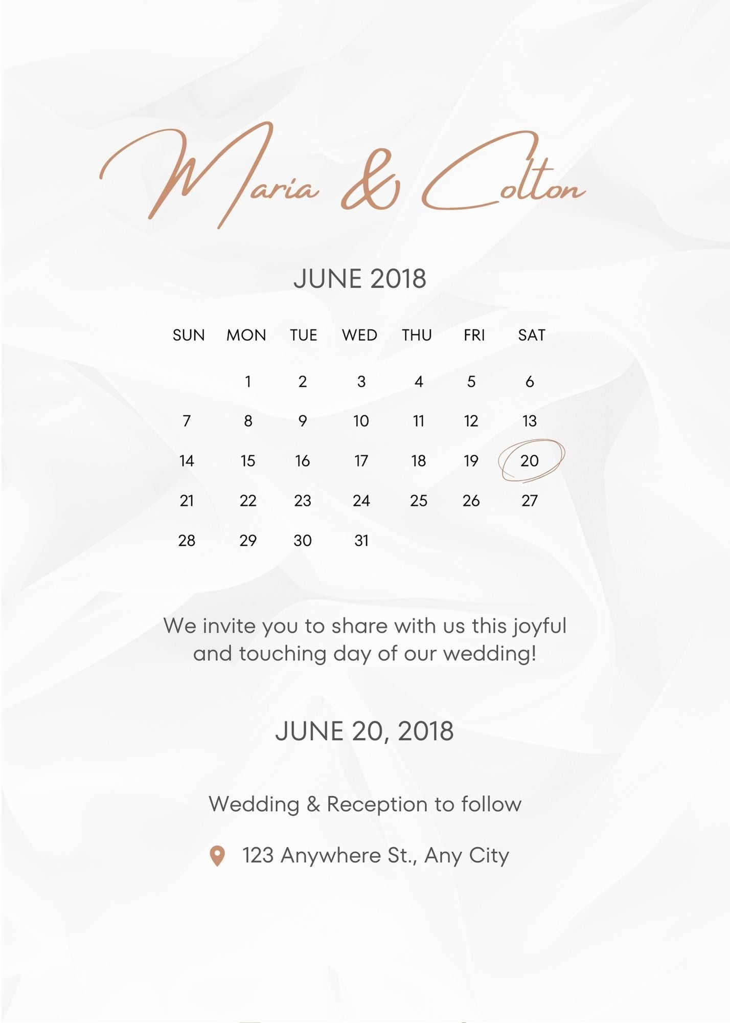 Rustic Calendar Wedding Invitations