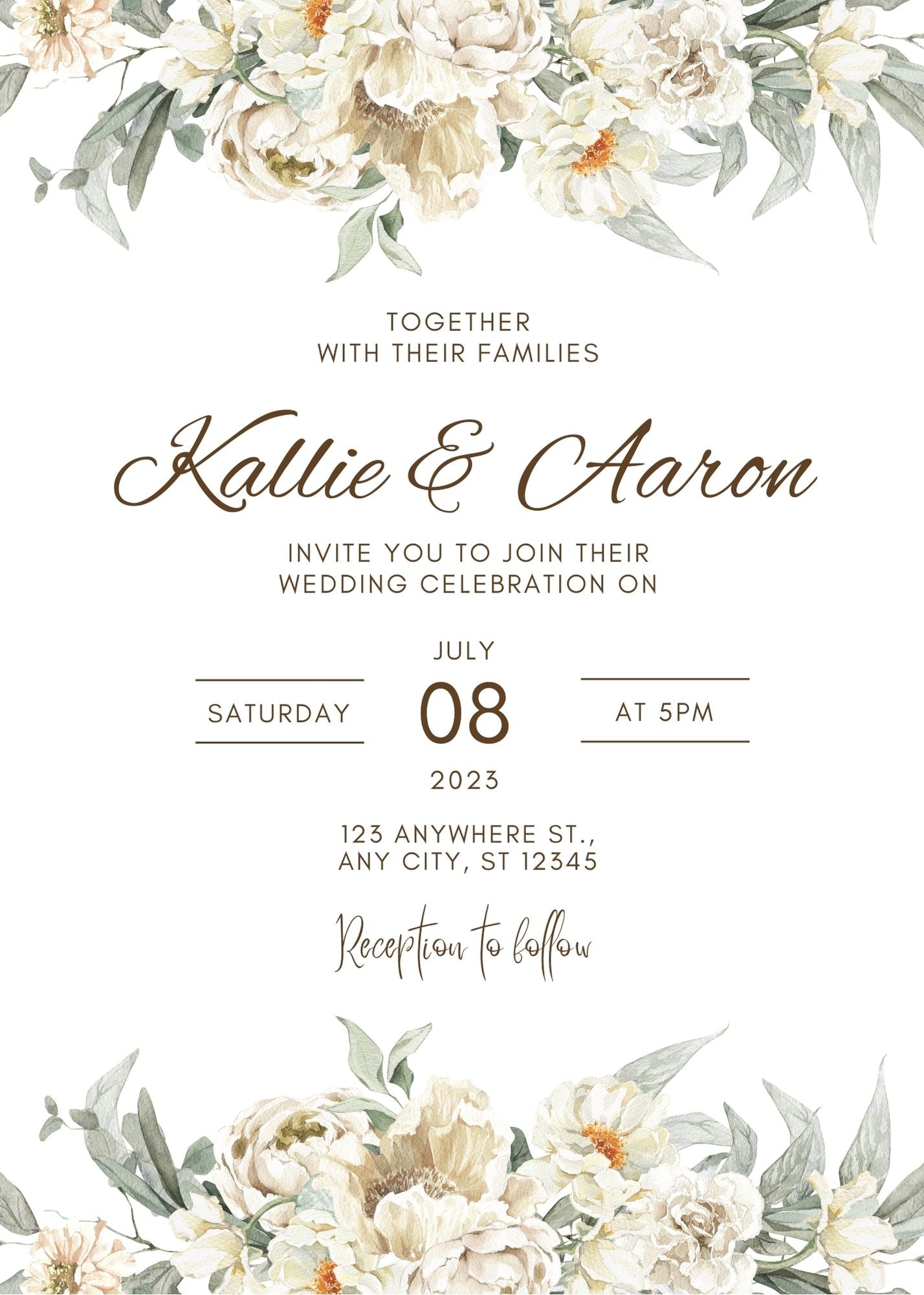 White Wedding Floral Borders Wedding Invitations