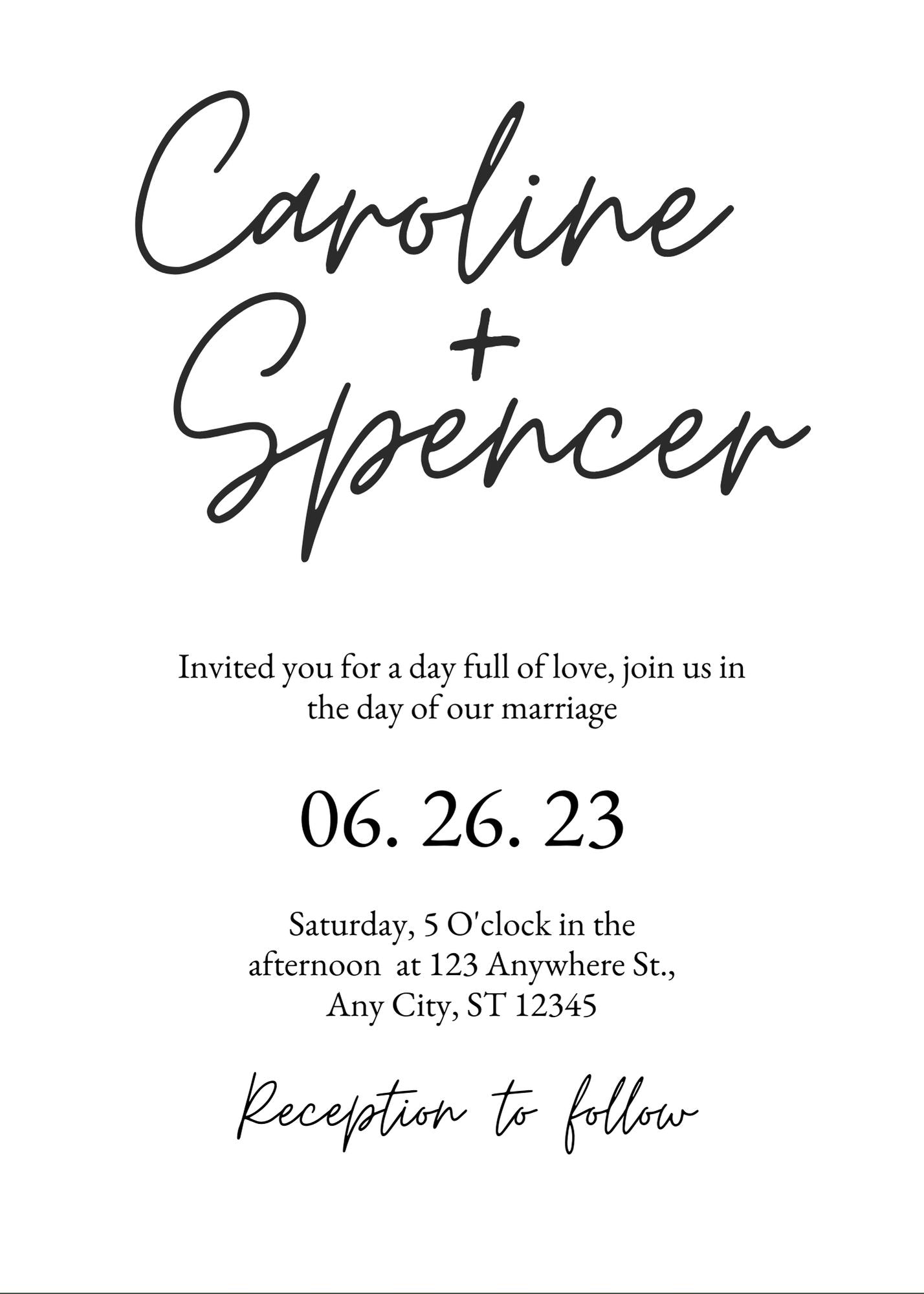 Minimalist Black and White Wedding Invitations