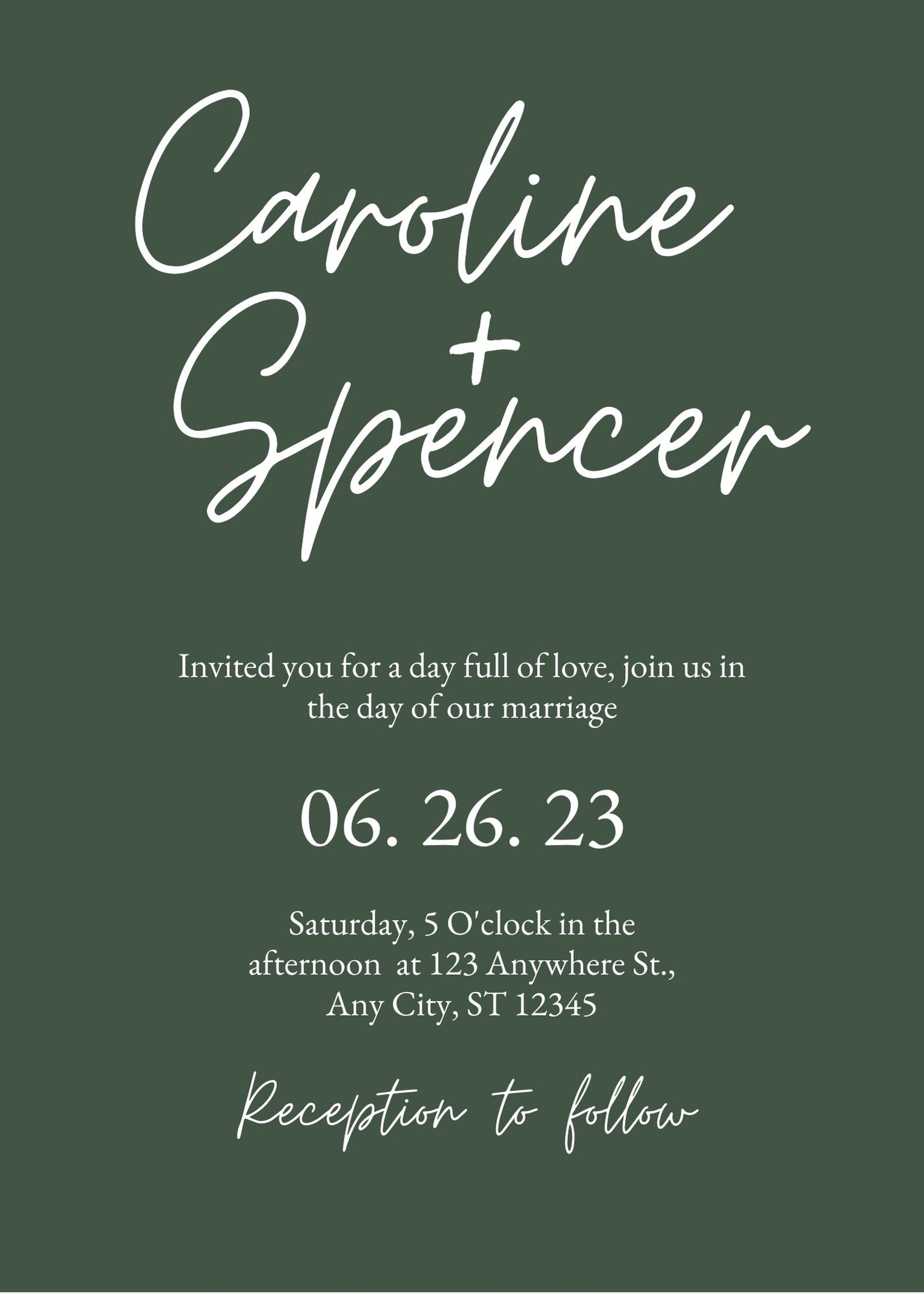 Minimalist Forrest Green Wedding Invitations