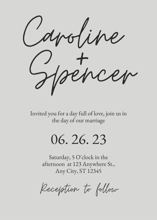 Minimalist Grey Wedding Invitations