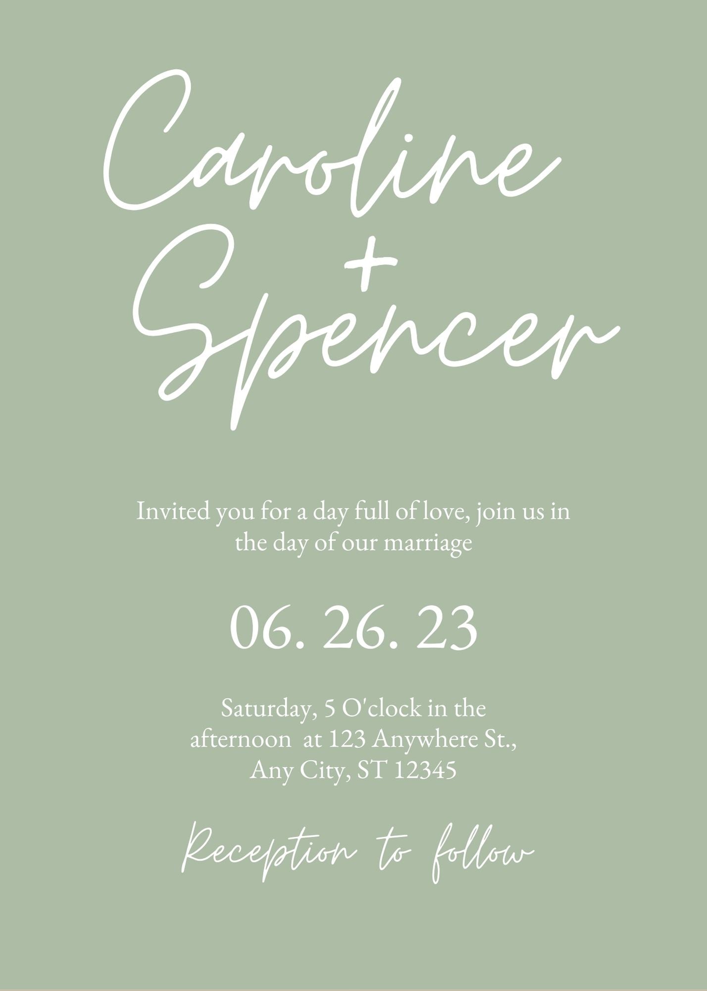 Minimalist Mint Green Wedding Invitations