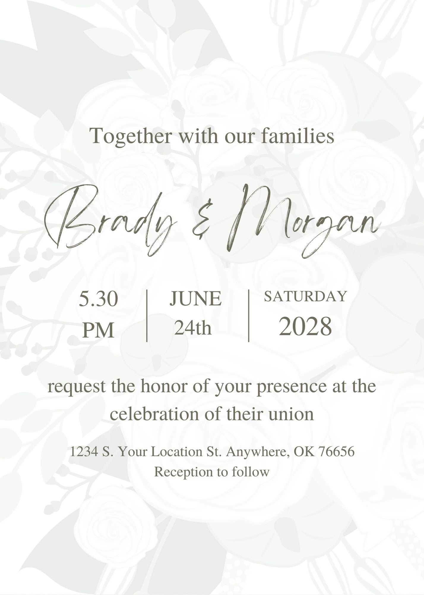 Classic Wedding Floral Wedding Invitations